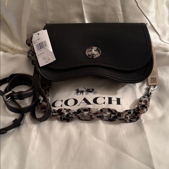 🖤Coach NWT Coachtopia Wavy Dinky Black  Women's Bag with Multi‎ Color strap - Picture 7 of 10